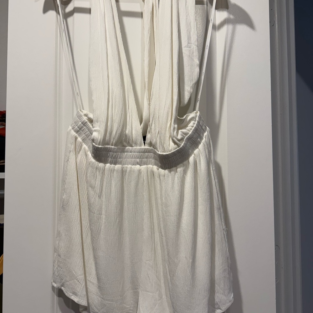 Lulu's White Textured Halter Romper